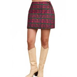 NEW DOUBLE A stevie skirt in party plaid beet combo